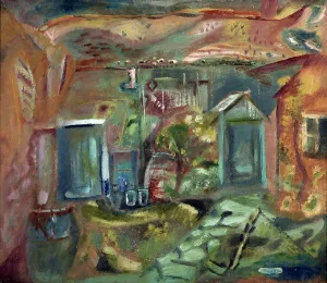 Front Door Prints: Purbeck courtyard, early afternoon, 1944. Creator: Frances Hodgkins