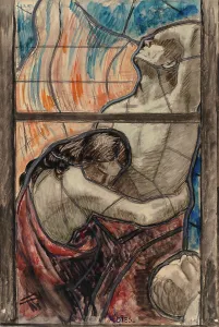 Aviodance Prints: Purgatory, detail of a stained glass composition for the Turku Cathedral
