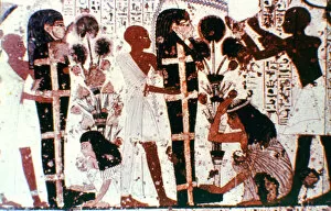 Purification of Mummies, detail from a temple wall painting, Thebes, Egypt