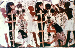 Purification Prints: Purification of Mummies, detail from a temple wall painting, Thebes, Egypt