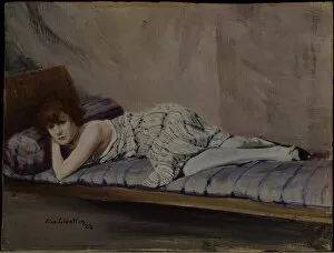 Tempera And Oil On Wood Collection: The purple pillow (Il guanciale viola), 1923