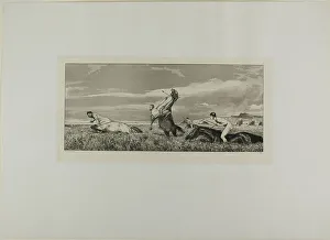 Klinger Max Prints: Pursued Centaur, plate three from Intermezzos, 1881. Creator: Max Klinger