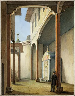 Bakhchisaray Gallery: Pushkin in the Bakhchisaray Khans Palace, 1837. Artist: Chernetsov, Nikanor Grigoryevich (1805-1879)