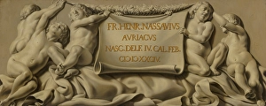 Cartouche Prints: Putti Bearing a Cartouche with Stadholder Frederik Hendrik's Date of Birth