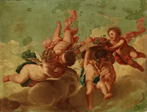 Fruit Basket Prints: Putti, c1700. Creator: Unknown