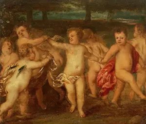 Oil On Metal Prints: Putti Doing a Roundelay, 18th century - 19th century