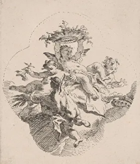 Putti holding flowers, 1725-75. Creator: Carlo Innocenzo Carloni