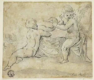 Coating Prints: Putti Holding Swan, n.d