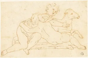 Da Vinci Leonardo Prints: Two Putti with Lamb, n.d. Creator: School of Leonardo da Vinci Italian, 1452-1519