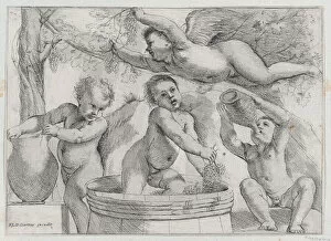 Four Putti Making and Drinking Wine, ca. 1620-1640. Creator: Unknown