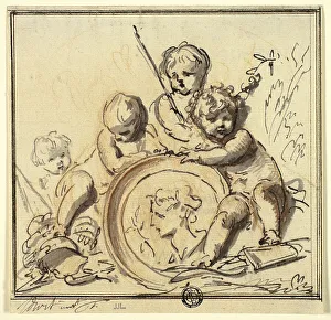 Wit Jacob De Prints: Putti with Medallion, n.d. Creator: Jacob de Wit