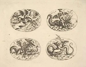 Putti with Sea Monsters, plates from the Neue Grotessken Buch, 1610 Putti with Sea Monsters, plates from the Neue Grotessken Buch, 1610
