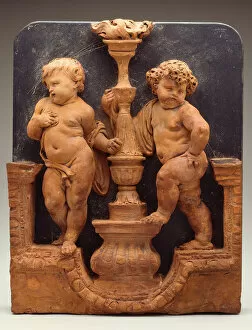 Two Putti Supporting a Torch, 1650/1700. Creator: Unknown