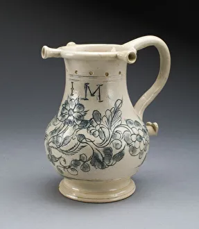 Puzzle Jug, Staffordshire, c. 1765. Creator: Staffordshire Potteries Puzzle Jug, Staffordshire, c. 1765. Creator: Staffordshire Potteries