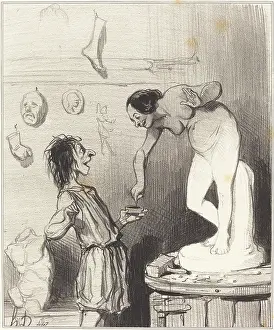 Tobacco Prints: Pygmalion, 1842. Creator: Honore Daumier