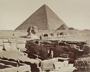 Pyramid of Cheops, the Sphinx and the Catacombs at Giza, 19th century. Creator: Zangaki