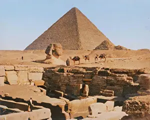 Unesco Prints: Pyramid of Cheops, the Sphinx and the Catacombs at Giza, 19th century. Creator: Zangaki
