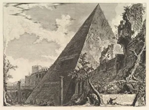 Vedute Di Roma Prints: The Pyramid of Gaius Cestius, from Vedute di Roma (Roman Views), ca. 1756