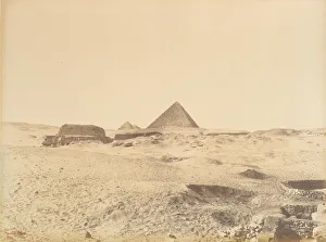 Pyramides de Gizeh, 1865-69. Creator: Gustave Le Gray