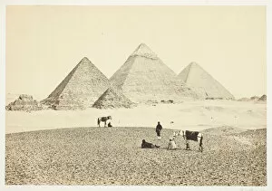 Pyramid Gallery: The Pyramids of El Geezeh, from the Southwest, 1857. Creator: Francis Frith