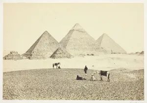 Pyramid Gallery: The Pyramids of El Geezeh, from the Southwest, 1857. Creator: Francis Frith