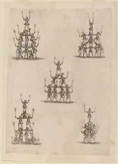 Pyramids of Jugglers, 1652. Creator: Stefano della Bella