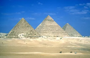 Khafre Prints: Pyramids of Khafre and Mycerinus, Giza, Egypt, 4th Dynasty, c26th century BC