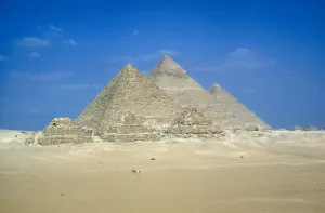 Khafre Prints: Pyramids of Khufu, Khafre and Mycerinus, Giza, Egypt, c26th century BC