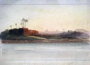 Pyramids from the Nile, Cairo, Egypt, 19th century. Artist: GS Cautley
