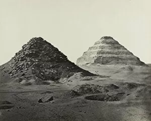 Albumen Print From Wet Collodion Negative Collection: The Pyramids of Saqqara, from the Northeast, 1858. Creator: Francis Frith (British