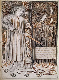 Chaucer Geoffrey Prints: Pyramus and Thisbe - Pyramus Draws His Sword to Slay Himself