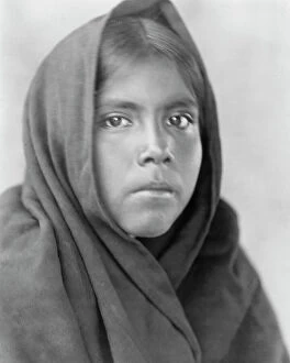 Shawl Collection: Qahatika maiden, c1907. Creator: Edward Sheriff Curtis