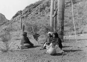 Subsistence Prints: Qahatika women resting in Harvest Field-Qahatika, c1907. Creator: Edward Sheriff Curtis