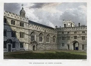 John Le Keux Gallery: The Quadrangle of Jesus College, Oxford University, c1830s.Artist: John Le Keux