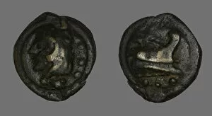 Herakles Gallery: Quadrans (Coin) Depicting the Hero Hercules, 225-217 BCE. Creator: Unknown
