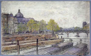 6th Arrondissement Prints: Quai Conti and the Pont des Arts, 1905. Creator: Frederic Houbron