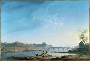 Pont Royal Prints: Quai des Tuileries, Pont-Royal, La Grenouillere, c1780. Creator: Alexandre Jean Noel