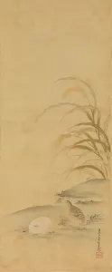 Quail and Millet, late 17th century. Creator: Kiyohara Yukinobu Quail and Millet, late 17th century. Creator: Kiyohara Yukinobu