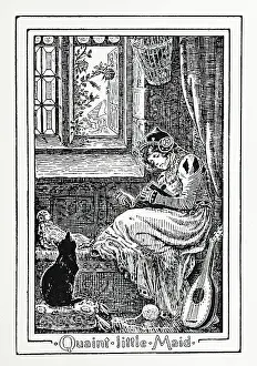 Window Seat Prints: Quaint little Maid, 1894. Creator: Gertrud M. Bradley