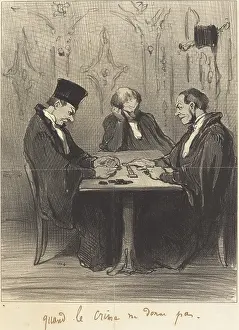 Cheating Prints: Quand le crime ne donne pas, 1848. Creator: Honore Daumier