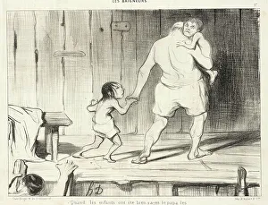 Public Baths Prints: Quand les enfants ont été bien sages... 1840. Creator: Honore Daumier