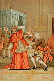 Quarrel between Cardinal Alberoni and the Mayordomo mayor of the King... 1891. Creator: Juan Alaminos