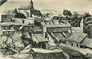 Ferdinand Von Prints: Quarry in Alt-Matzleinsdorf, with the parish church of St Florian in Vienna