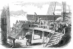 Lifeboat Prints: Quarter-Deck of an Emigrant Ship - Roll-Call, 1850. Creator: Unknown