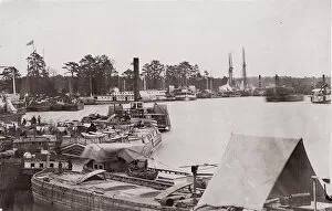 Depot Gallery: Quartermaster cargoes and transports, Pamunkey River, 1861-65. Creator: Tim O Sullivan