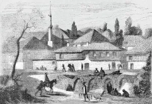 Minarets Prints: Quarters of the staff of the Turkish Army at Schumla, 1854. Creator: Unknown