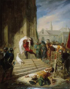Victor Marie Hugo Prints: Quasimodo sauvant la Esmeralda des mains de ses bourreaux, 1832. Creator: Eugenie Henry