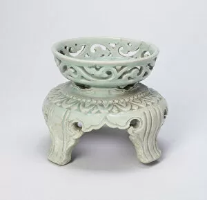 Turquoise Collection: Quatrefoil Cup Stand, Korea, Goryeo dynasty (918-1392), mid-12th century