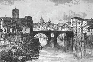 Tiber Prints: Quattro Capi Bridge at Rome; A First Visit to Rome, 1875. Creator: Unknown