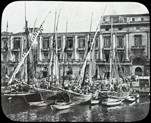 Messina Prints: At the quay, Messina harbour, Sicily, Italy, late 19th or early 20th century